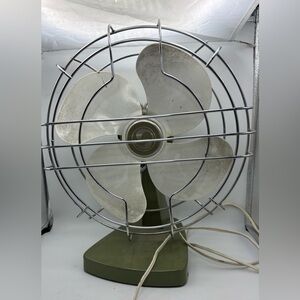 Vintage Superior Electric Green Metal Desk Fan Mid Century Industrial USA